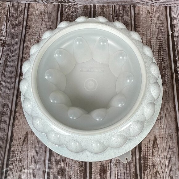 Vintage TUPPERWARE Jello Mold Ice Ring Speckled Gray Large 3 Piece #1202 EUC - Picture 4 of 5